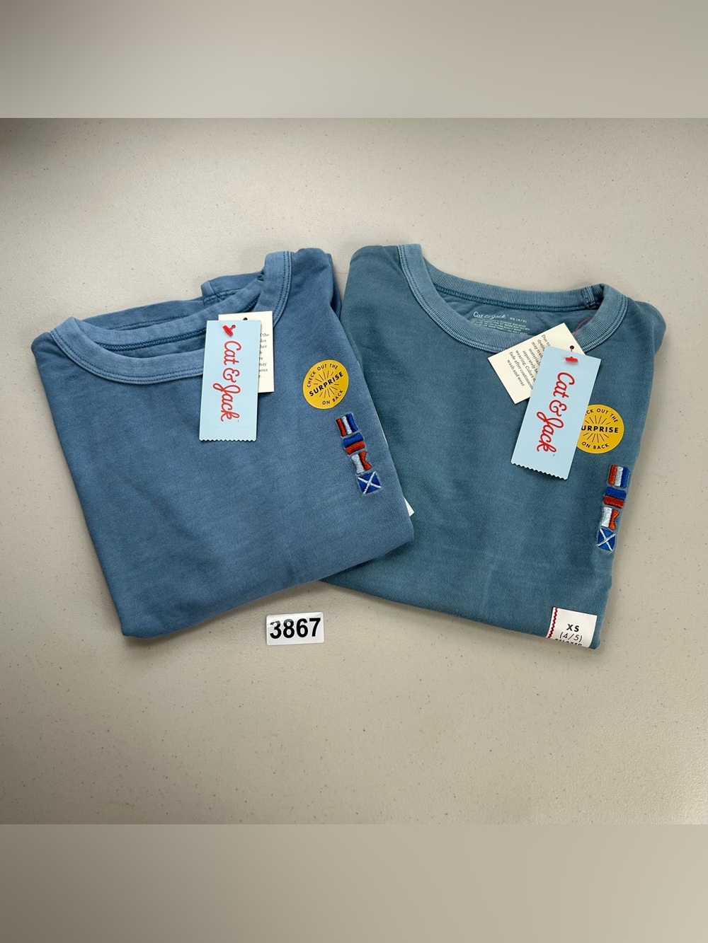 Cat & Jack Cape Cod Relaxed Blue Cotton T-Shirt Tee Boy's Size XS Bundle Of 2